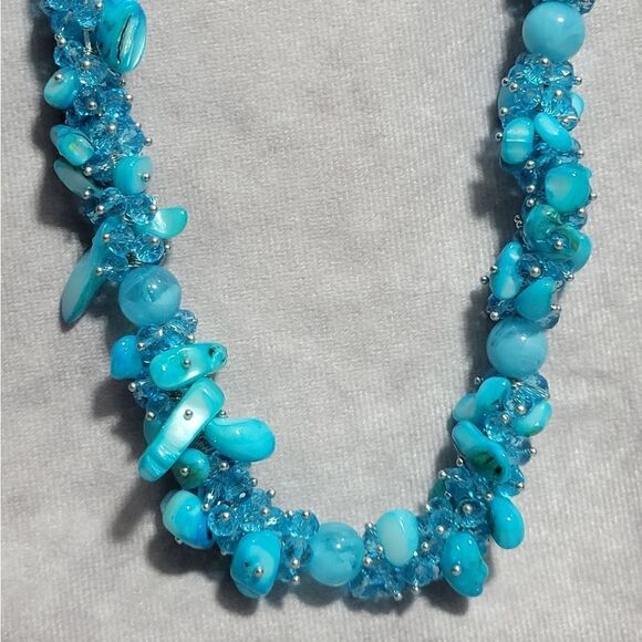 Blue Shell and Multi Gemstone Necklace - Picture 4 of 11